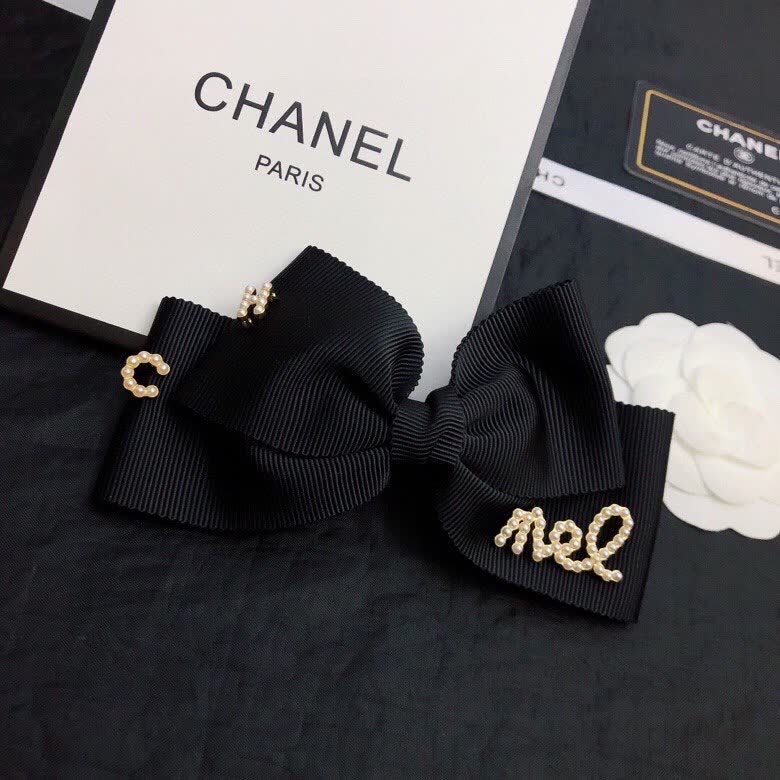 Chanel Paris Black Ribbon Hair Clip